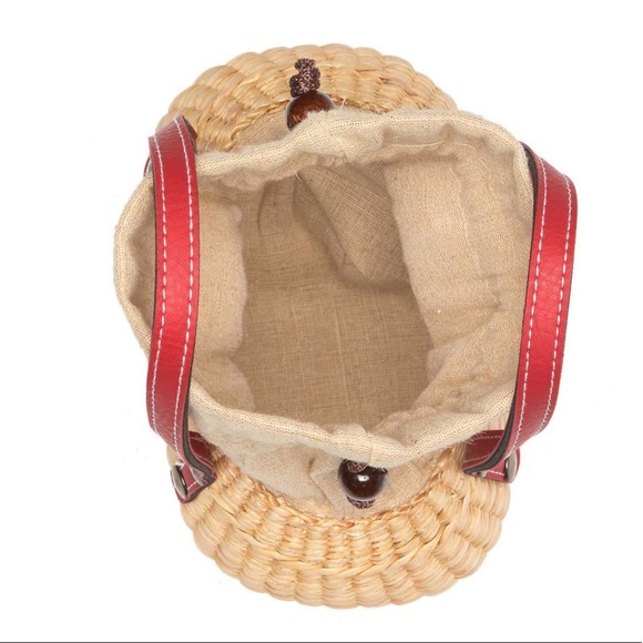 Sea & Grass Mini Straw Drawstring Tote - Picture 3 of 4